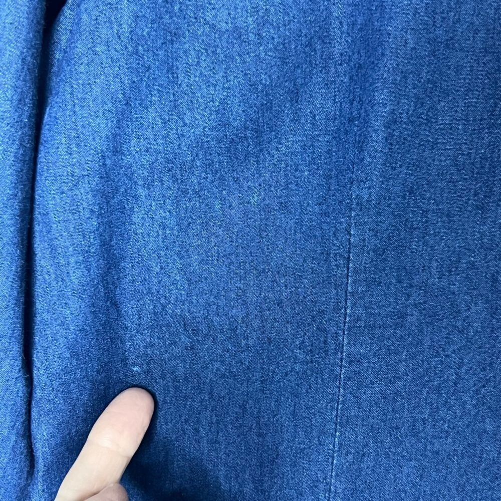 The Territory Ahead 10 Shirt Dress Chambray Vintage Ruffle Front Button Western - Picture 8 of 13